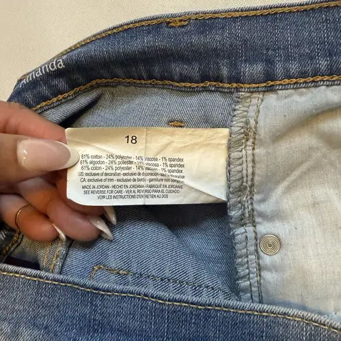 Gloria Vanderbilt Amanda Jeans Light Wash High Rise Wide Leg Raw Hen Denim Sz 18