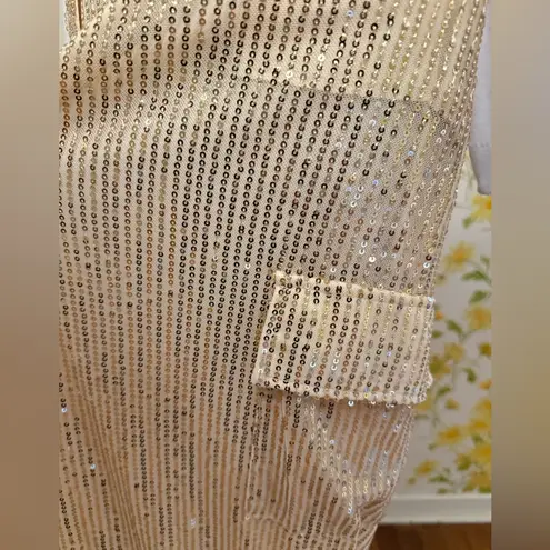 Elegant cream sequined cargo pants size M Size M