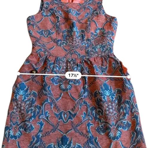 Anthropologie Tulle Structured Tapestry Scoop Neck Mini Dress Sz S