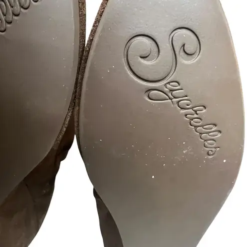 Seychelles Star of The Show Boots 10 Chocolate Suede Wedge Knee High Ruched