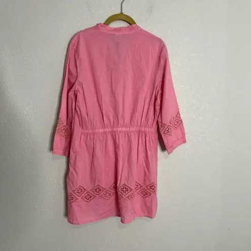 XCVI  Pink Eyelet Button Down Cotton Blouse Small