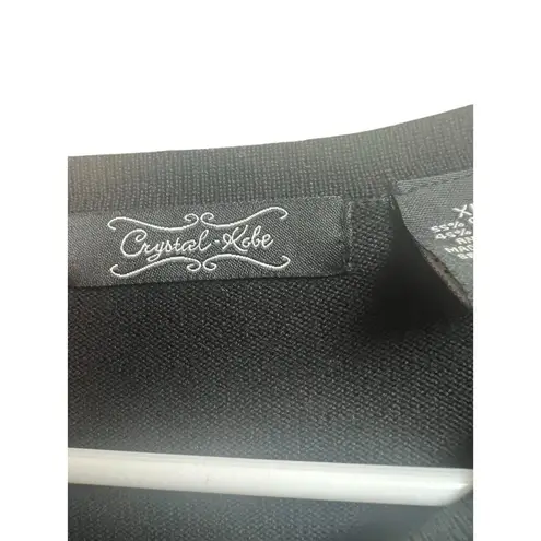 Crystal Kobe Black Cardigan Sweater Red Sequin Cardinals Button Front XL