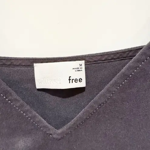 Wilfred Aritzia VIVIENNE DRESS Faux Suede Deep V- Neck Mini Gray Dress Y2K 90s M