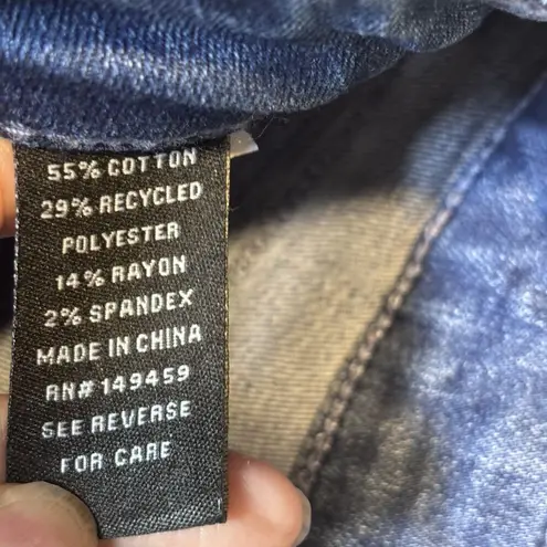 Ashley Mason Premium Embroidered Jeans 5/27 Blue Bell Bottom Flower Frayed Hem