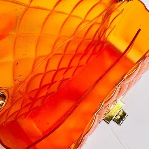 Jelly Quilted Purse Women's Small Orange Gold Chain Shoulder Bag