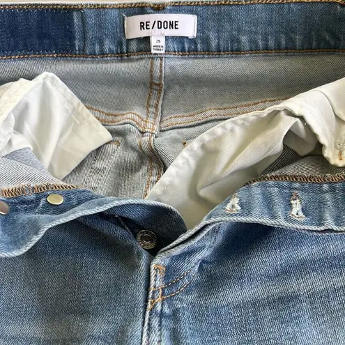 RE/DONE  90s High Rise Ankle Crop Worn Bright Blue Jeans size 25