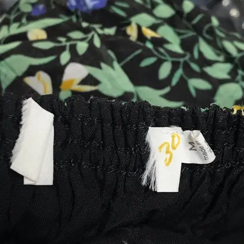 ASTR the Label Stasia Black Floral Smocked Maxi Dress Strappy Open Back Medium