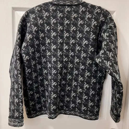 VTG Chessy Lewis Floral Button Up Knit 100% wool Cardigan Sweater woman's Small