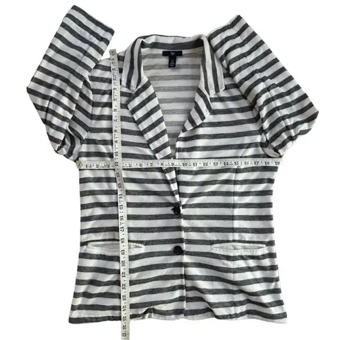 Gap navy & white preppy nautical horizontal striped knit blazer with pockets MD Size M