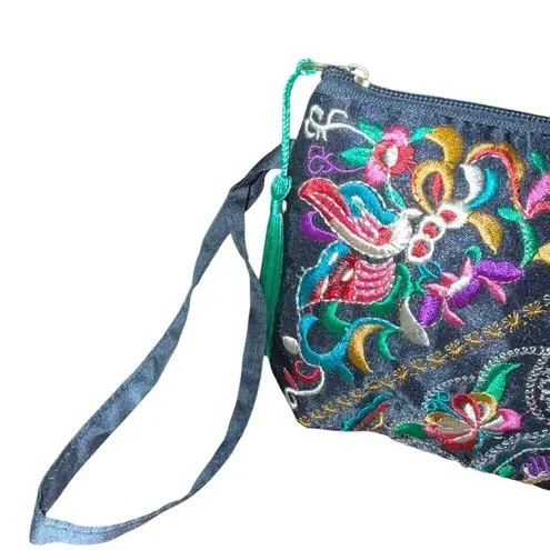 Clutch Wristlet Embroidered Bag Double Sided Evening Bag Vibrant Colorful New Pink