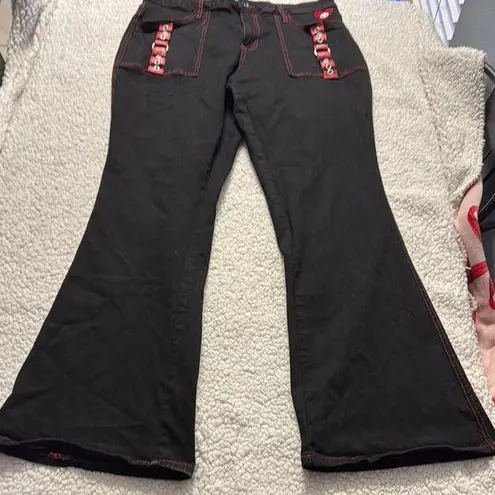 Skelanimals Black Flare Wide Leg Jeans Size undefined