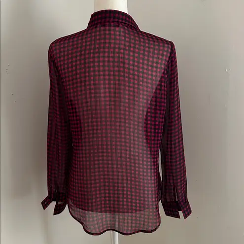 Violet+Claire Dark Pink and Navy Checkered Blouse sz M
