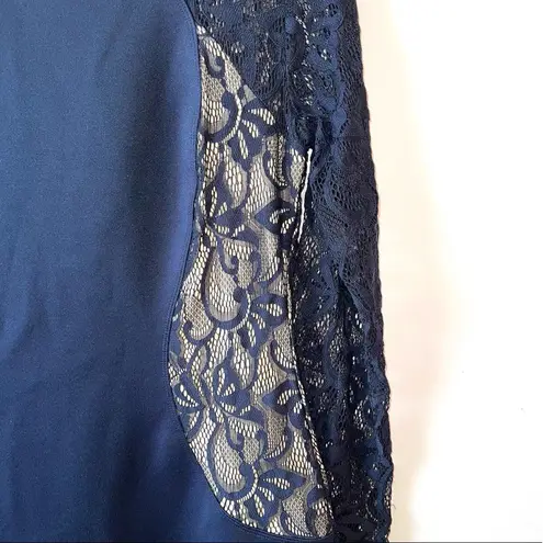 Enfocus Studio Navy & Tan Inset Lace Bodycon Mini Dress