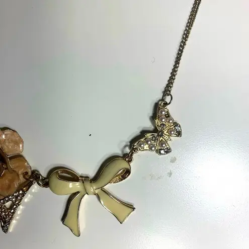 Girlhoodcore Y2K Claire’s Charm Necklace Bow Eiffel Butterfly Horseshoe Flower Pink