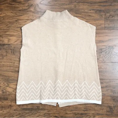 Note di Anita • cashmere knit sweater cape poncho button front beige chevron Tan Size L