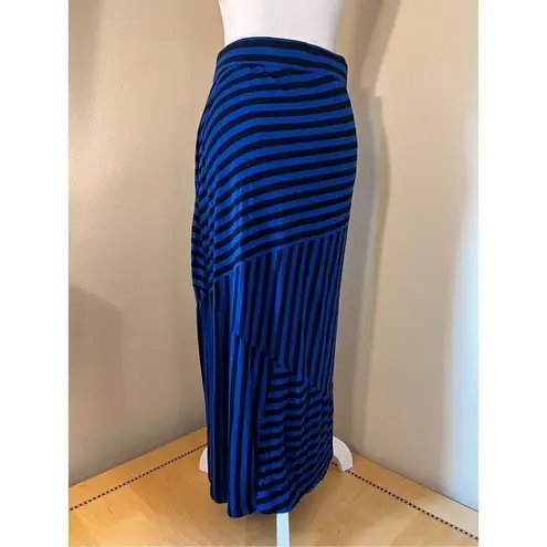 Apt. 9  Blue Black Asymmetrical Striped Maxi Skirt Petite Small