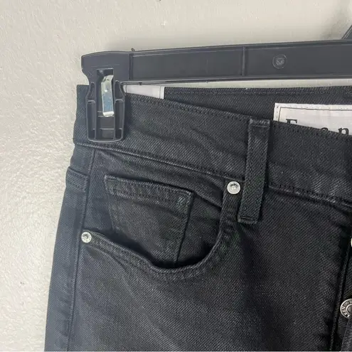 Frank & Eileen Monaghan Black High Rise Button Fly Frayed Hem Mom Jeans, Size 28