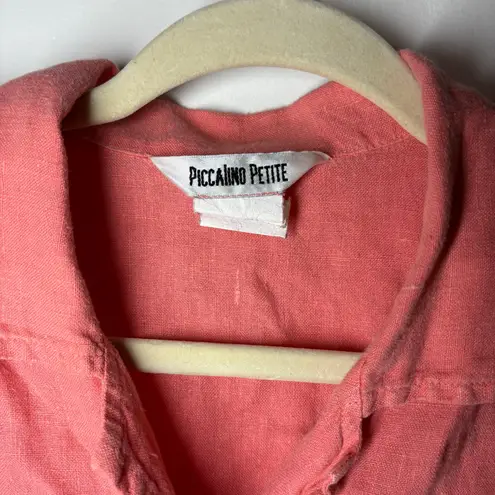 PICCALINO Top Women 14P Pink 100% Linen Peach Pink Beach Resort Travel Lagenlook