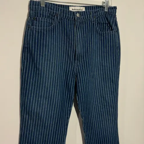 Reformation MacGraw Flare Jeans in Mesa Stripe Raw Hem Size 30