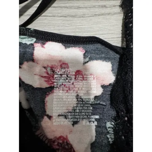 Giuliana Romanno Black Floral Lace Trim Cami Mini Dress Lingerie Cute Size XL