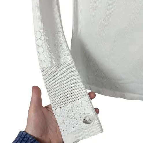 Free People Movement Slay Ribbed Quarter Zip Bodycon Top in White Size M/L