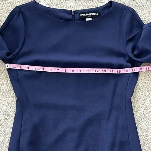 Karl Lagerfeld Paris Navy Scuba Crepe Sheath Dress Size 6