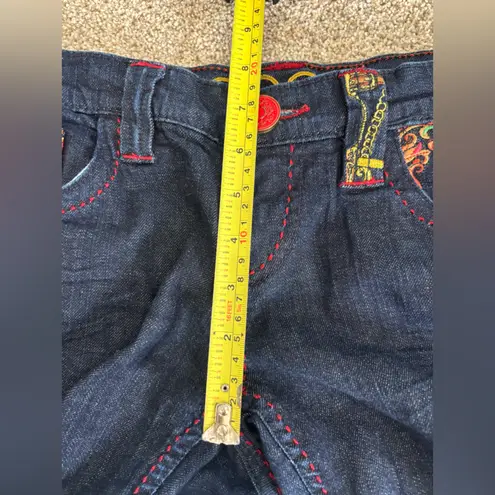 COOGI Jeans Womens 7/8 Blue Denim jeans Embroidered Fire Floral Low Rise