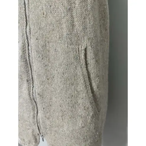 FABIANA FILIPPI Knitted Vest With Drawstring Hood Cashmere EUC Size M Tan Size M