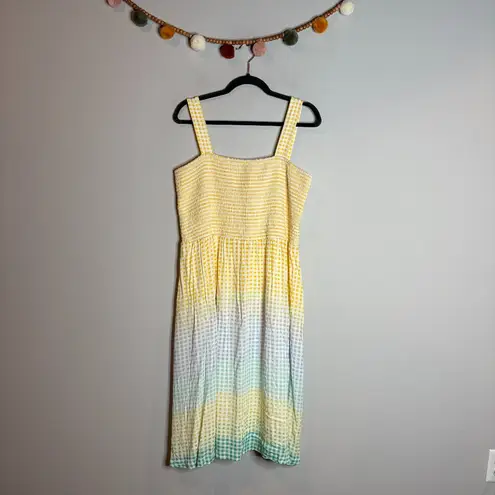 LC Lauren Conrad Lauren Conrad Womens Sun Dress Multicolor Ombre Check Smocked