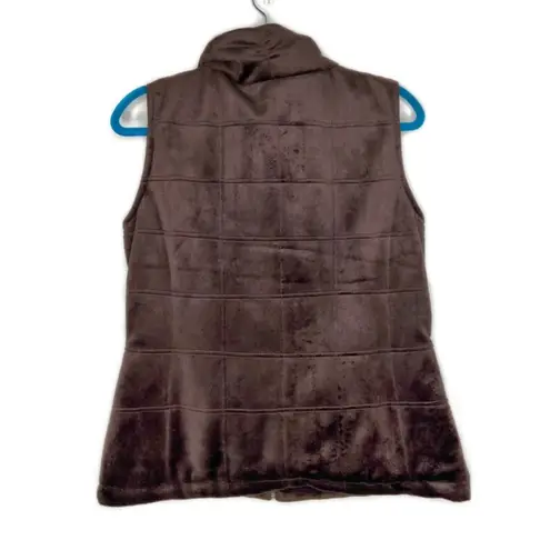 British Khaki Plush Brown Quilted Zip Up Vest