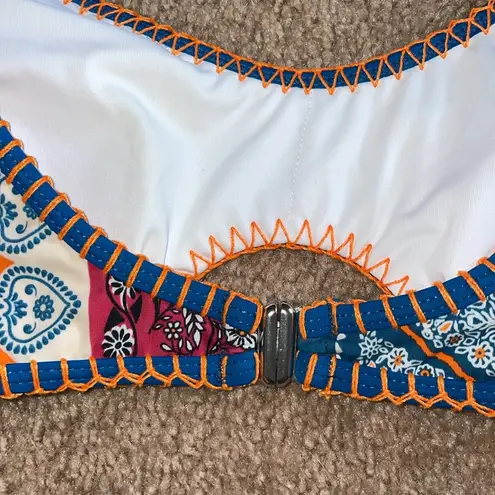 Colorful Patchwork Women's Top size small Aztec top western Blue