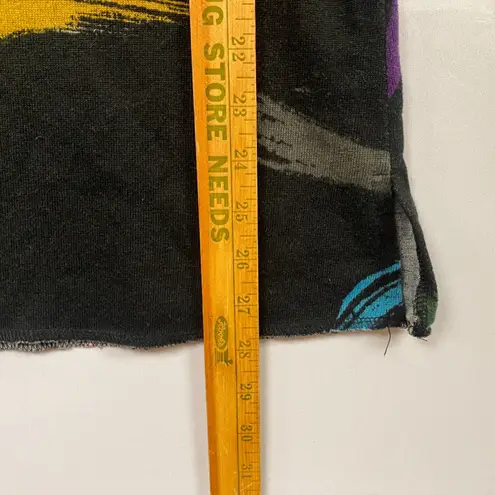 Ali Miles XL Black Abstract Brush Stroke Print 3/4 Sleeve Pocket Tunic Top