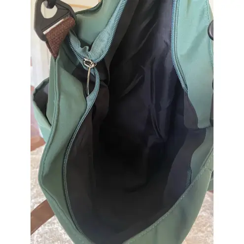 None Green Weekender Bag Brown Vegan Leather Straps Granola Travel Yacht Resort Vaca