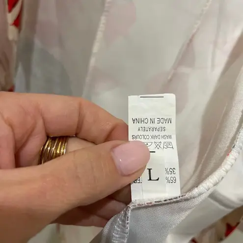 Boutique Cream Floral Open Front Blazer Large