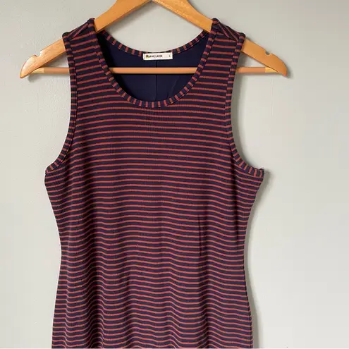 Marine layer Lexi Rib Daytime Midi Tank Dress Cabernet Navy Stripes Size Large