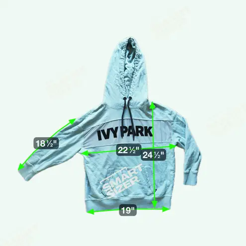 Ivy Park Spellout Flock Logo Hoodie Sweatshirt Medium Teal Green Cozy Streetwear