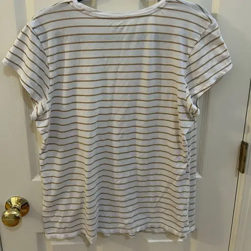 Universal Threads Universal Thread White and Tan Striped Tee thumbnail 3