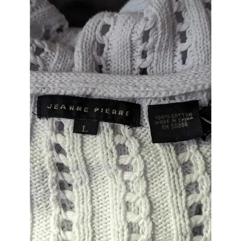 Jeanne pierre Women's Jeanne Pierre White Eyelet Open Knit Sweater Size Large Long Sleeve
