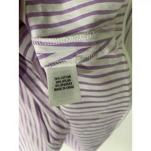 St. John sleeveless top purple white striped low cut v neck size small