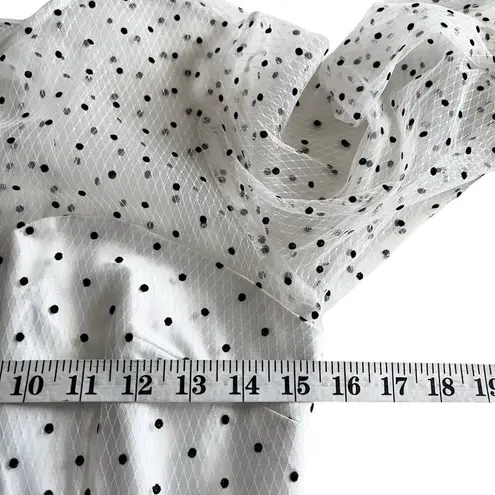 Alice McCALL Mysteria White Polka-Dot Tiered Tulle White Long Sleeve Midi Dress