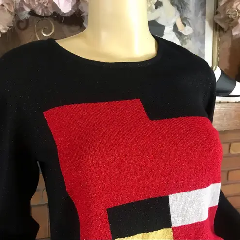 VINTAGE 1990'S PETITE SOPHISTICATE RED & BLACK W/METALLIC ACCENTS SWEATER (MP) Size undefined