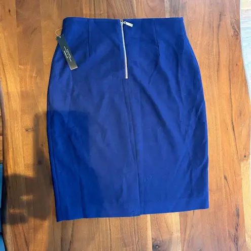 Tahari  Arthur S. Levine NWT Blue Fitted Back Zip Knee Length Pencil Skirt Size 8