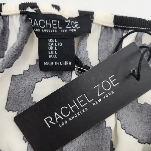 Rachel Zoe  Size Large Black & White Crop Lined Halter Top Button Neck