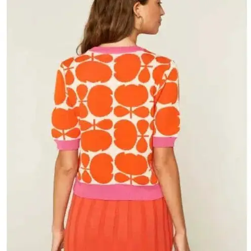 COMPANIA FANTASTICA san jose short sleeve tulip sweater in multi Size Medium Orange