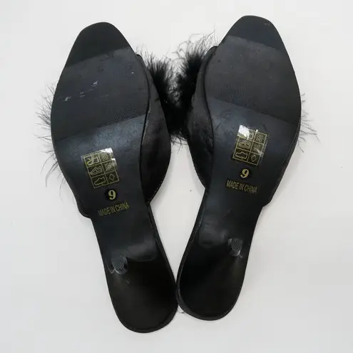 Ellie Vintage Y2K  Black Feather Kitten Heels