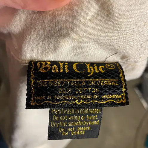 Bali Chic Vintage Beige Button Front Tie Back Sleeveless Top One Size Adjustable White Size M