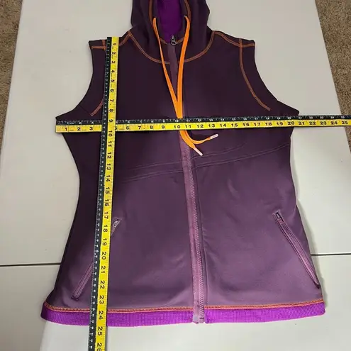 Title Nine Vest Womens Large Purple Zip Up Hooded Pockets Athletic Fleece Lined