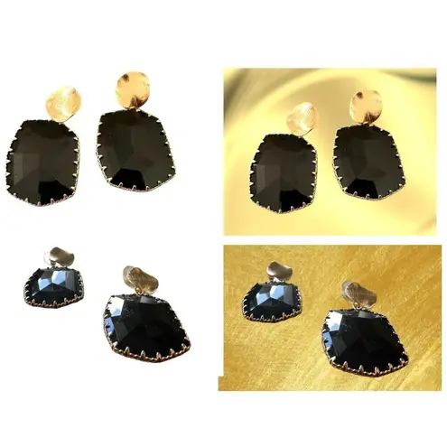 Black Glass Geometric Earrings New Formal Wedding Party Cruise Dinner Dr…