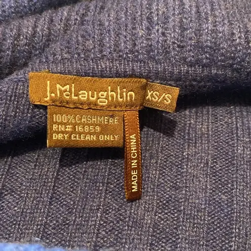 J McLaughlin Cashmere Poncho Roll Neck Square Ribbed Detail Indigo Blue XS/S