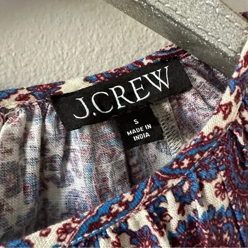 J.Crew Palermo Smocked Waist Mini Dress in Floral Bouquet Linen Sail Blue NEW